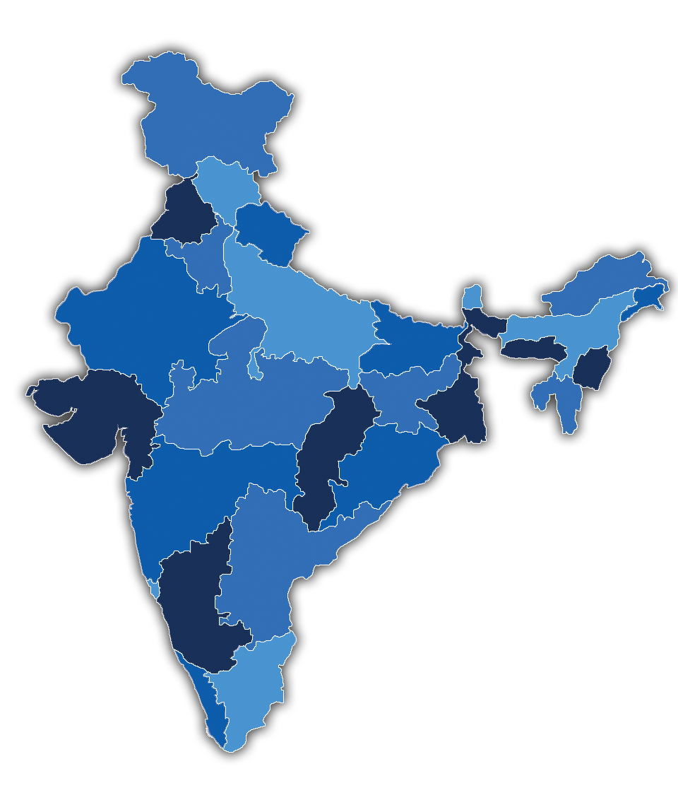 Map of India showing Vijas Instrutech service locations